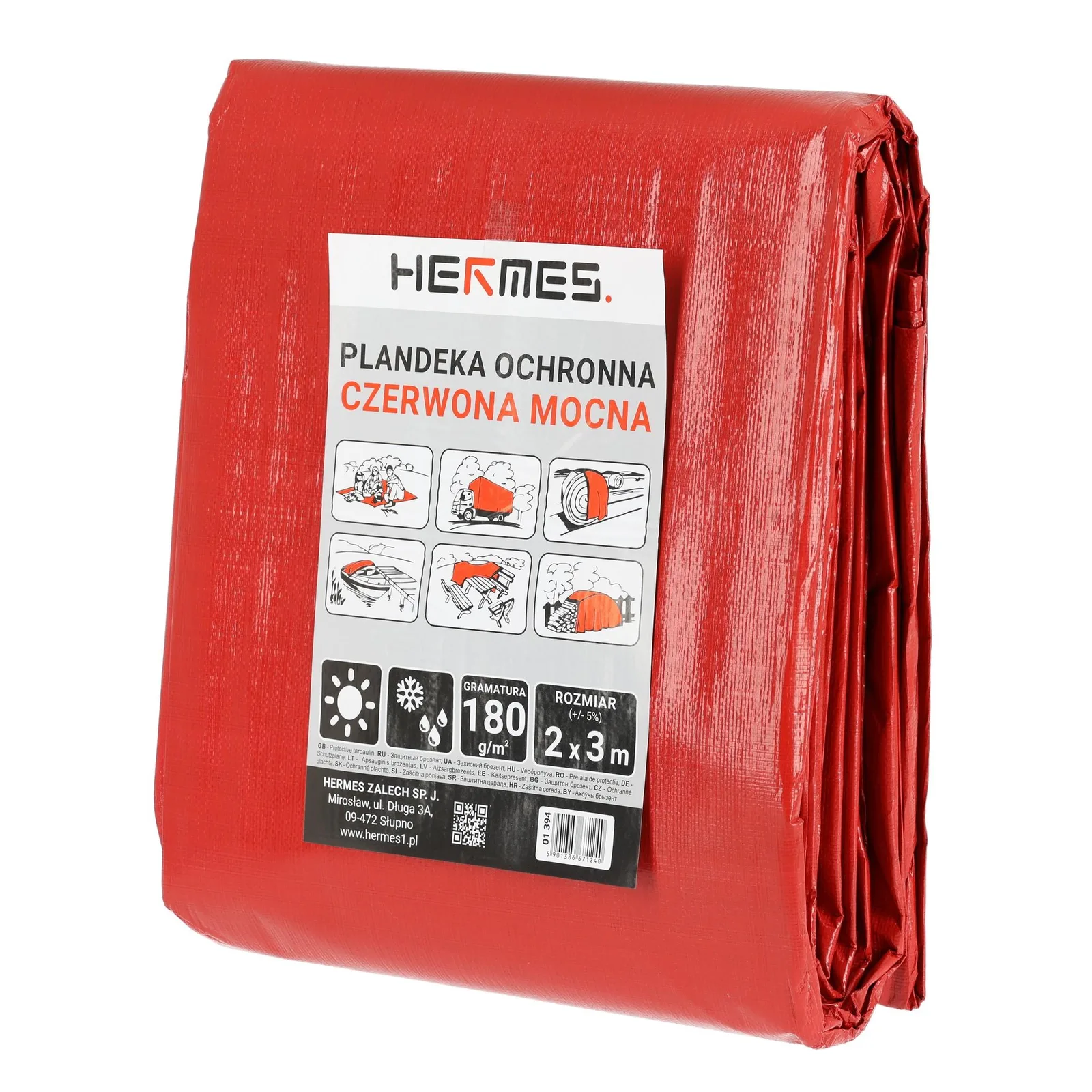 01_394_485b8984a20c8f8792f57f631230fd0701031407-1 Plandeka ochronna CZERWONA 2 x 3 m 180g/m2 - obrazek 1