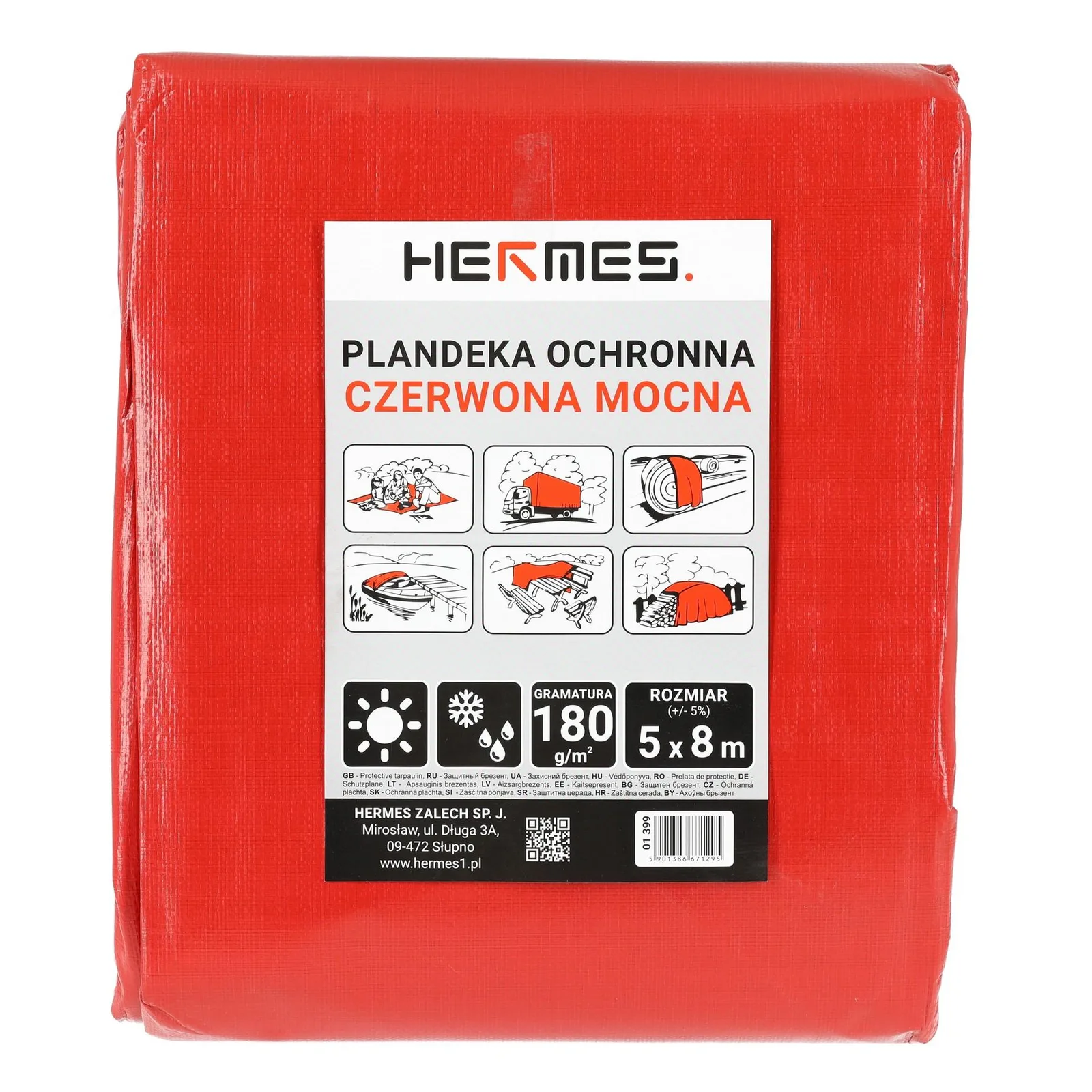 01_399_a064f8fcd843f9c17a9e786793148af419a73ec1-1 Plandeka ochronna CZERWONA 5 x 8 m 180g/m2 - obrazek 1