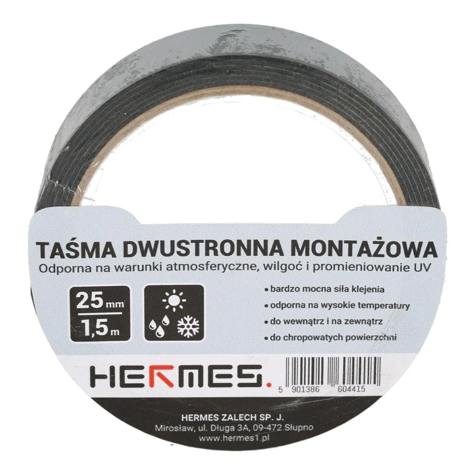 02_254_2328ba082585a457ea35cd7a7ae207f07d7ea441-1 Taśma dwustronna MONTAŻ CZARNA 25mm x 1,5m - obrazek 1