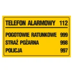Tablica TELEFON ALARMOWY20x33
