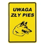 Tabliczka ostrz.Uwaga zły pies(głowa psa) 14 x 20 cm
