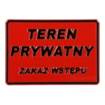Tabliczka ostrz. Teren prywatny zakazwstepu 14 x 20 cm