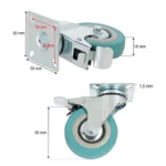 Koło do wózka OBROTOWE Z HAMULCEM  50 x 18mm SZARE